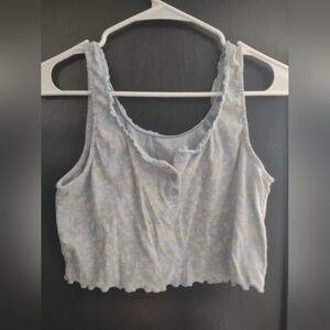 Aeropostale Blue and Cream Floral Crop Top